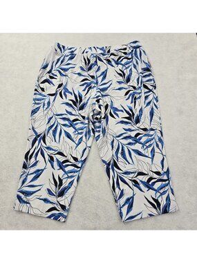 Susan Graver Pull On Fusion Ava Crop Pants Capri 2X Stretch Tropical Vacation